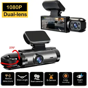 1080P Dual Camera Car Dvr Car Dash Camera with Night Vision, Motion Detection, Loop Recording, Wide Angle Lens, Gravity Sensor, Button Control, Suitable for All Cars