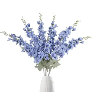 Delphinium Artificial Flowers, 6 Count Artificial Larkspur Flower 33.5in/85cm Long Stem Flowers Silk Flowers Decorative Fruit Ornaments