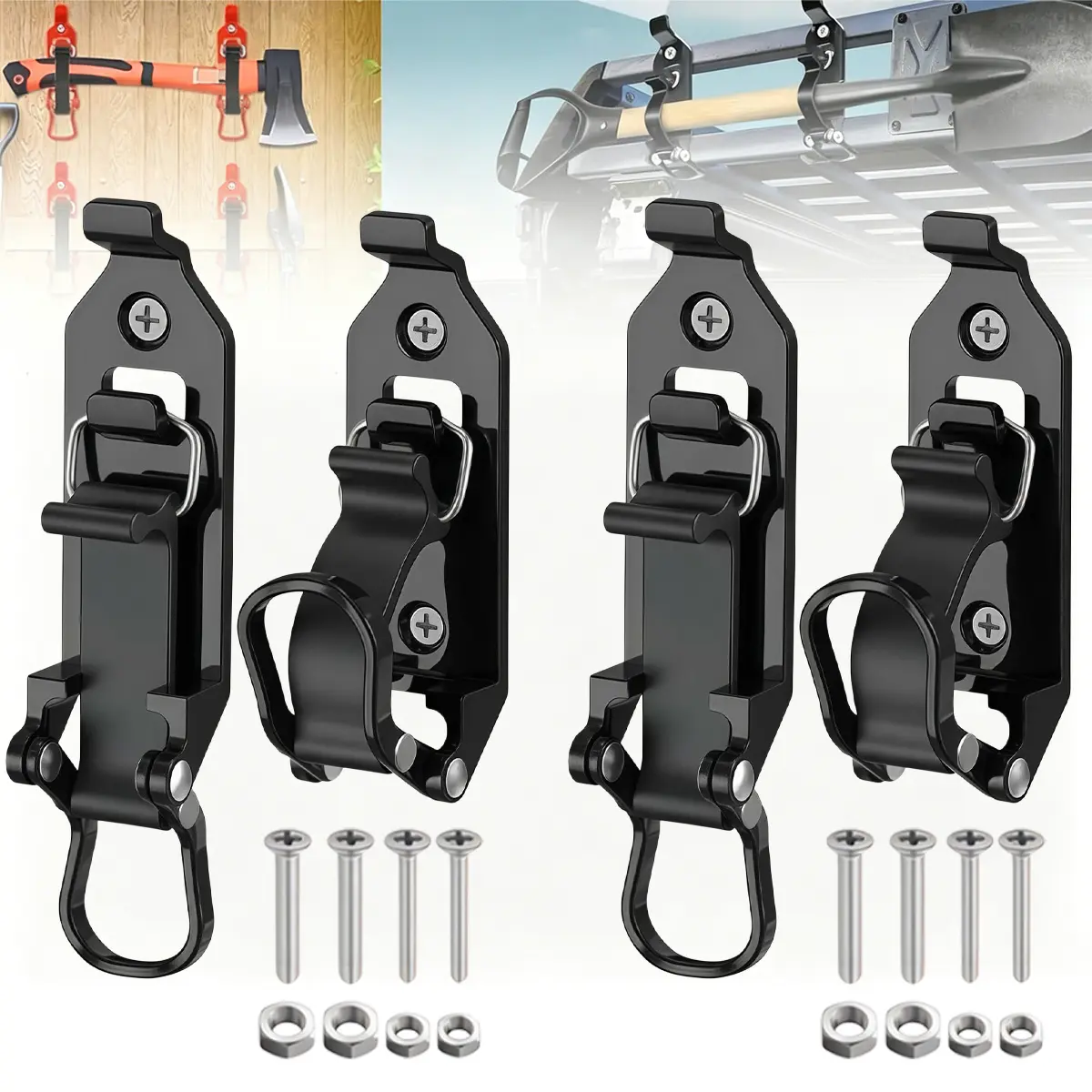 Fathers Day Gifts Shovel Mount for Roof Rack - Heavy Duty Garage Shovel Holder, Quick Release Axe Holder Mount Kit with Screws Nut, Wall Mounting Brackets Kit for Truck Bike storage Fathersdaygift