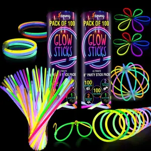 Glow Sticks Bulk, Glow in The Dark Party Supplies, 12 Hours Glow Party Pack 8 inch, Mardi Gras, Party Favors