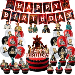 New 5/7 Piece Stranger Things Birthday Party Supplies Set, Scene Decoration Kit, Plates, Napkins, Cups, Tableware, Party Favor Packs, Model Xinghao Xy001