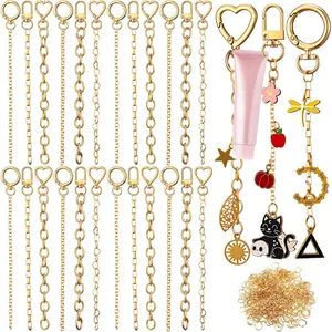 48 Set  Making Kit   Metal  Clips with Key Ring Swivel Snap Hook Lobster Claw Clasps Extender Chain Bulk for DIY Craft Lip Gloss Bag Accessories  ()