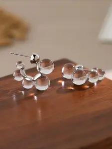 1 Pair of Women's Transparent Bead Earrings, C-shaped, Uniquely Designed, Exquisite Retro Elegant Fashion, Dainty Fashion Jewelry, Suitable for Any Outfit, Casual Party, Party, and Daily Wearing Gift