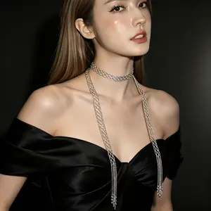 Lace Mesh Tassel Multi-Wear Necklace | daily wear party gift #HighEndJewelry#DesignerJewelry#ElegantAccessories#LaceChoker#MultiWearNecklace#MeshTasselNecklace#OOTDJewelry#VersatileJewelry, Decorative Lace Necklaces, Glass-Clear Necklaces
