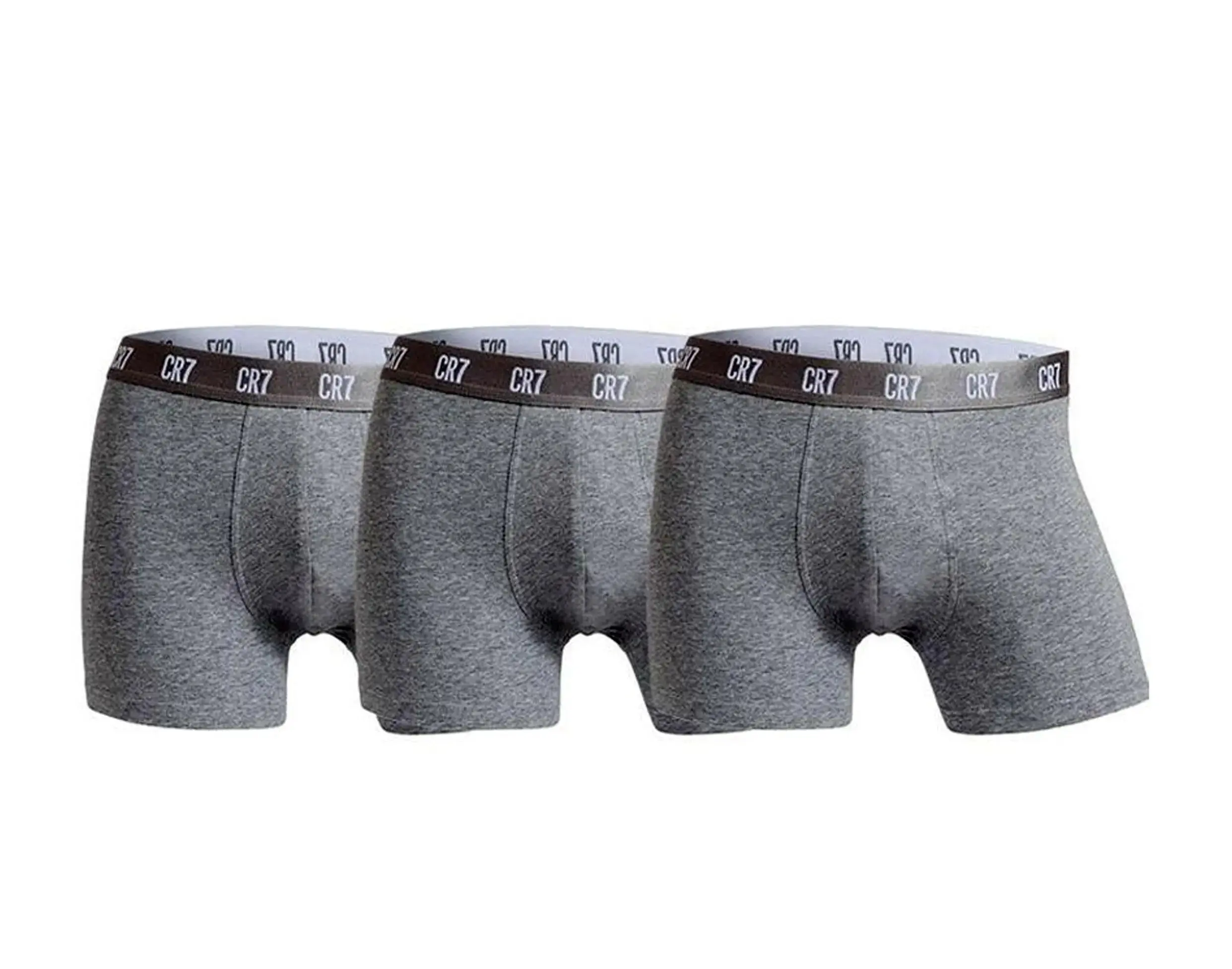 Cristiano Ronaldo CR7 Basic 3-Pack Trunk Boxer Briefs Underwear in Grey | Men's