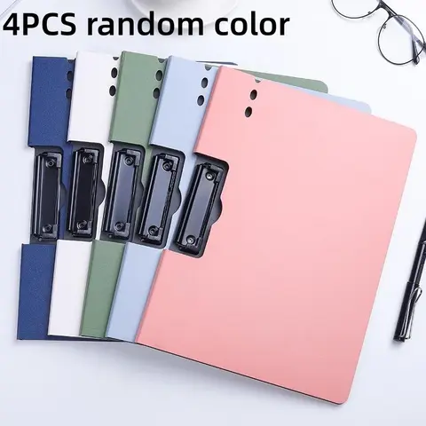 A4 File Folder with Clipboard, 4 Counts Portable Waterproof File Storage, File Folder for Nurse Office School Home Meeting, File Organizer, Office Filing Supplies