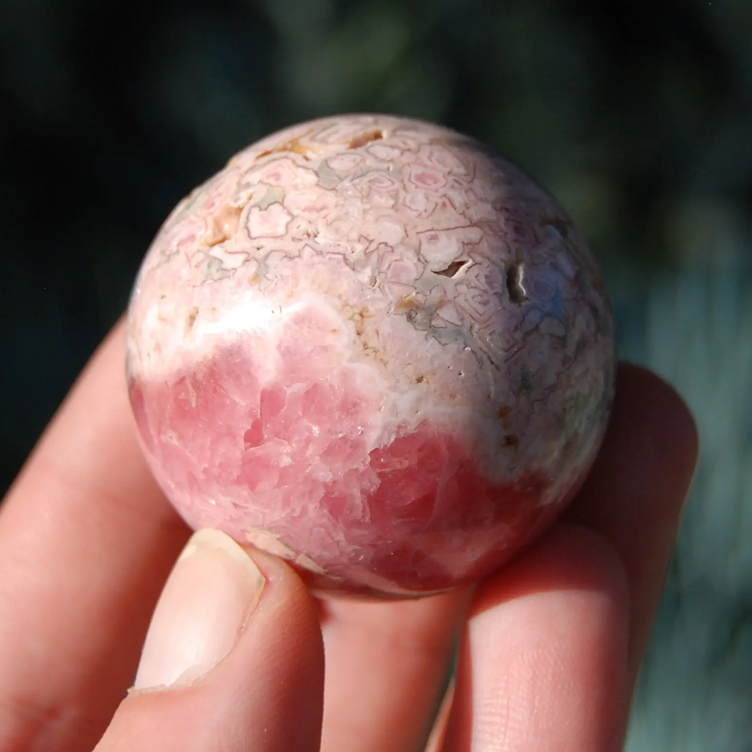41mm 125g Rhodochrosite Crystal Sphere, Large Genuine Rhodochrosite Gemstone, Argentina