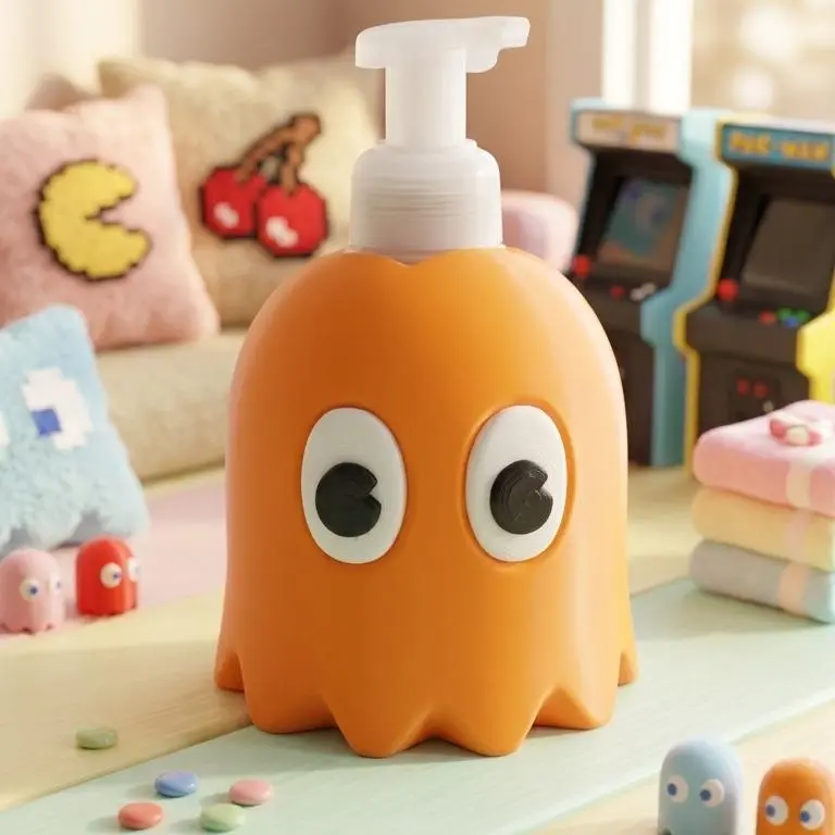 Pixel Arcade Ghostface Soap Dispenser Cover - Lightweight Retro 80s Gaming Foaming Hand Soap Sleeve, Gamergift for Bath & Kitchen Sink Decor Bottle Guy, Splash