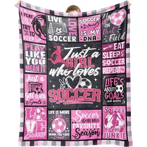 Soccer Gifts for Girls, Soccer Blanket for Girls, Soccers Stuff for Girl Soccers Gifts Accessories for Sports Team Lovers Players Throw Blanket 60"x50"