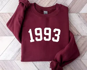 College Style Sweater, 1993 Sweatshirt, 30th Birthday Sweatshirt, Birth Year Number Shirt, Birthday Gift for Women, Birthday Gift