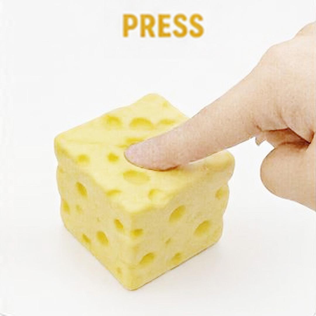 Cheese Squishy Stress Toy – Soft Squeeze Fidget Cube for Anxiety Relief, Sensory Play & Focus, Non-Toxic TPR Stress Ball for Kids & Adults