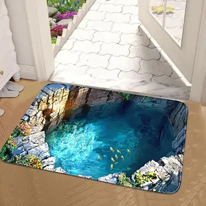 Creative Illusion Entrance Mat, Realistic Pool Fish Print, Anti-Slip Humorous Rug, Silent Dirt Resistant, Multi-Size Welcome Mat