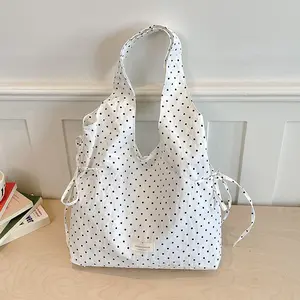 New polka dot tether bow sweet wind niche large capacity bag women
