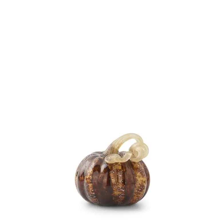 3.25 Inch Brown Speckled Handblown Glass Pumpkin