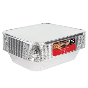 Stock Your Home 10 Pack 9x13 Pans with Lids - Aluminum Pans With Lids - Disposable Tray - Steam Table Deep Half Size Pans - For Cooking, Food Storage, BBQ, Grilling, Catering