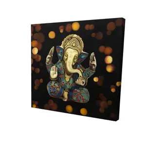 Begin Home Decor 2080-0808-RE3 8 x 8 in. Ganesh Black Bedroom Canvas - Spiritual Home Decor Wall Art