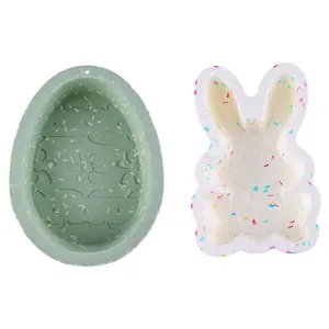 Non-Stick Sturdy Silicone 2-Piece Easter Bakeware Set, Bunny & Egg Animal Shapes, High-Temp Safe Easter Theme Home & Festive Party Supplies for Easy Stylish Cake Baking