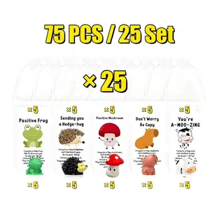 Animal Pun Appreciation Card Set, 75pcs with Resin Figurines, Encouragement Messages, Motivational Pocket Notes, Quote Cards, Fun Party Cards, Employee Thank You Gifts