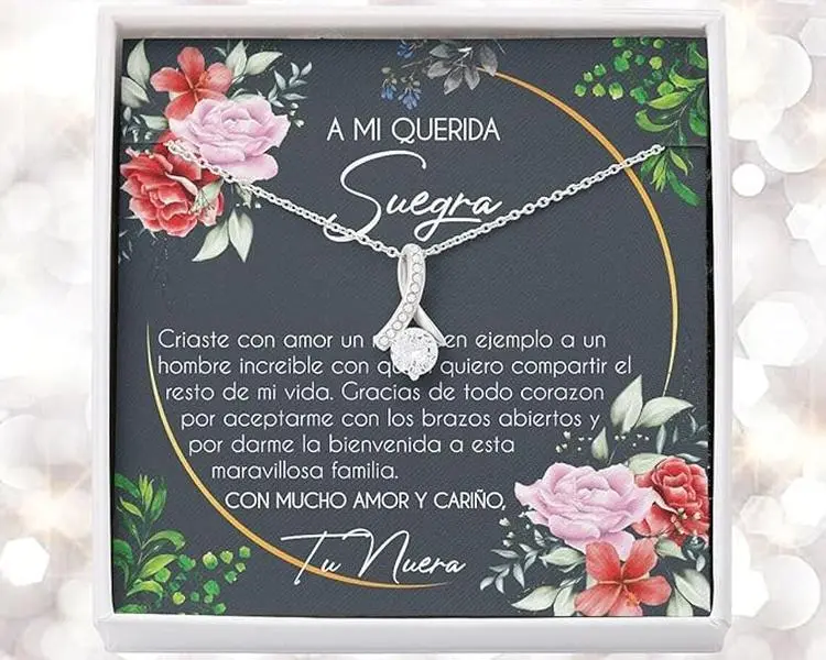 Regalo Para Mi Suegra, Spanish Mother-In-Law Gift from Daughter-In-Law, Nuera A Suegra Cumpleaños De La Suegra, Suegra Necklace Gold Accessories