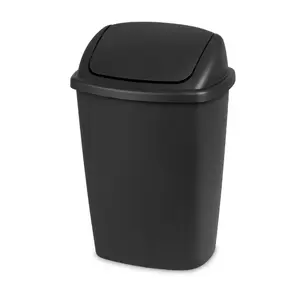 7.5 Gallon SwingTop Trash Can for Kitchen, Plastic, Black