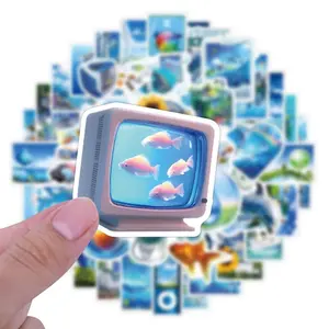 10/30/55pcs Frutiger Aero Blue Stickers Aesthetics Funny Decoration Decals DIY Phone Notebook Bike Graffiti Cute Sticker Toys