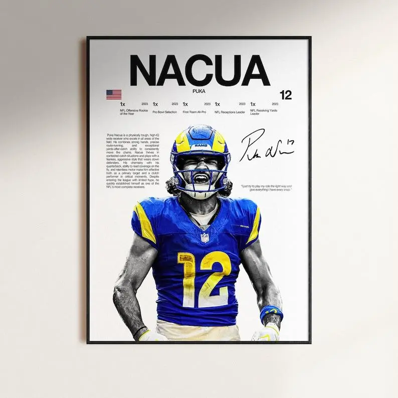 Puka Nauca Poster, Football Poster Print, Sports Decor, Los Angeles Rams Poster