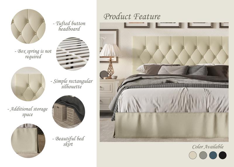 Favorer Billy Tufted Upholstered Platform Bed - Wingback or Non-Wingback, Available in Multiple Sizes, Classic Design