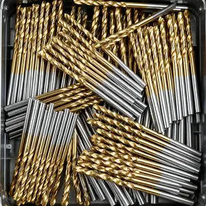 50pcs Coated HSS Drill Bit Set, 135° Tip for Crafts, Light Woodworking, Carving & Jewelry Making- Size 1/25-1/8 Inch, Metal Cylindrical Shape, Precision Drilling in DIY & Small Projects, Durable Coating