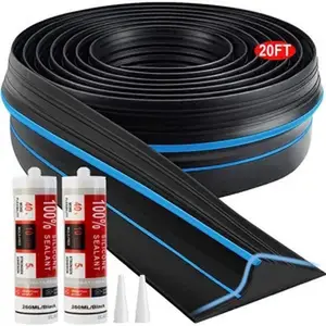 Universal Garage Door Threshold Seal Strip 20FT Kit, Bottom Rubber Weather Stripping Replacement(Blue)