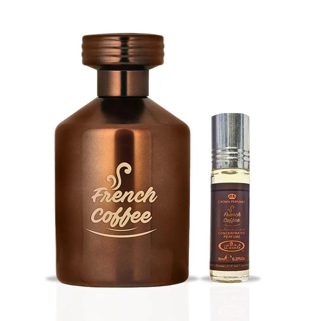 French Coffee EDP 100ML (3.4 OZ) & French Coffee Perfume Oil 6ML (0.2OZ) By Al Rehab | Sweet, Creamy, Spicy, Gourmand. (OPULENCE BUNDLE) French Coffee EDP 100ML (3.4 OZ) & French Coffee Perfume Oil 6ML (0.2OZ) By Al Rehab | Sweet, Creamy, Spicy, Gourmand. (OPULENCE BUNDLE)