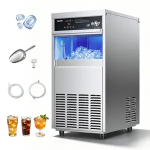 【Summervibes】VEVOR Commercial Ice Maker Machine, 100 lbs/24h with 30-35 lbs Storage, Built-in/Freestanding/Under Counter, Stainless Steel Ice Maker with LED Display & Self-Cleaning, for Home Bar Restaurant