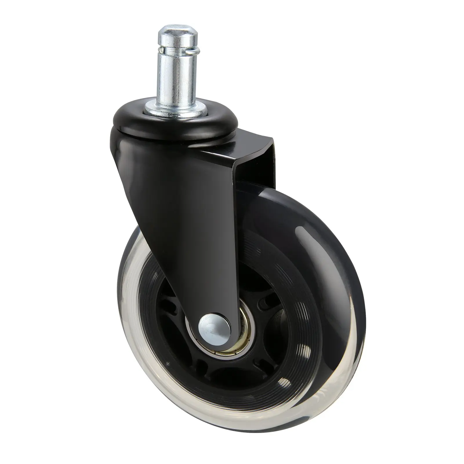 VEVOR Office Chair Wheels Set of 5, 3-in Heavy-Duty Polyurethane Swivel Casters, Universal Replacement for Computer Gaming Desk Chairs, 130 lbs Load Capacity for Hardwood Floors & Carpet, Studio & Stem Compatible, Silent Glide, Universal Fit
