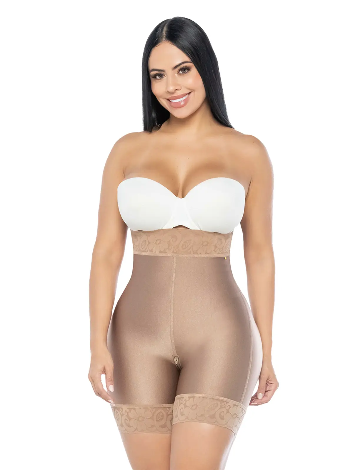 High-Waist Invisible Shorts for Women – 100% Colombian | Ref: LS04-2 Comfortable Lycra Compression with Crotch Zipper