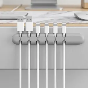 No Drill Cord Organizer Strong Adhesive Cable Clips Reusable Wire Holder for Desk Computer Mouse Charger Cable Management Multi-Surface