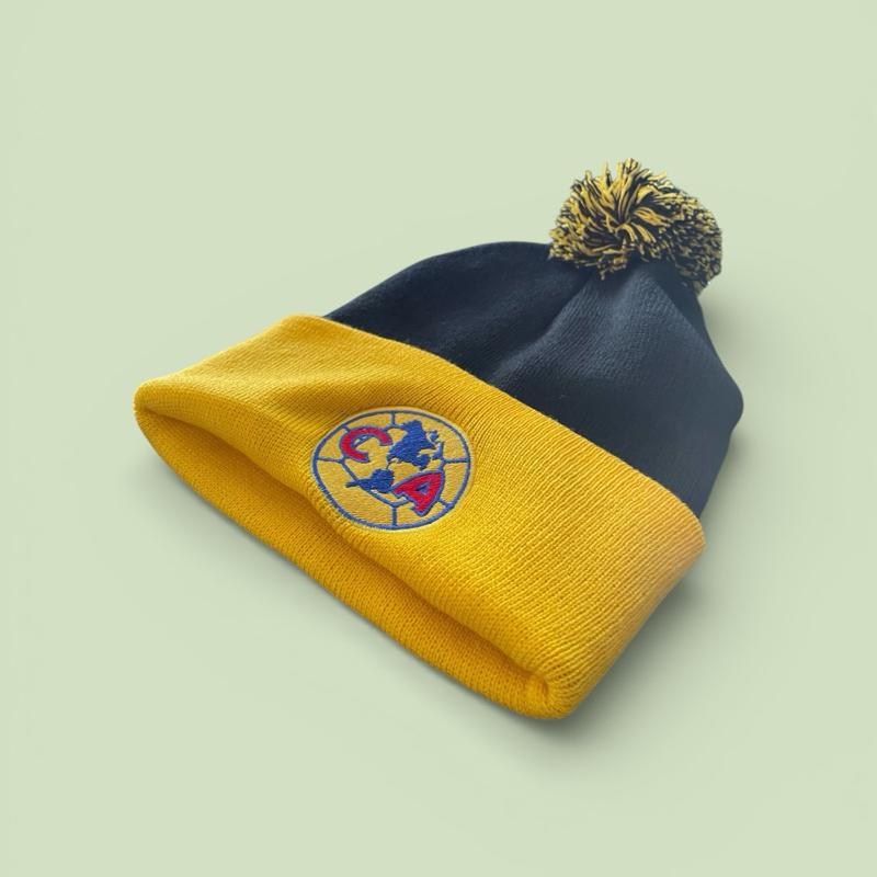 Mexican Soccer Team Embroidery Beanie with Pom Pom -  Knit Hat