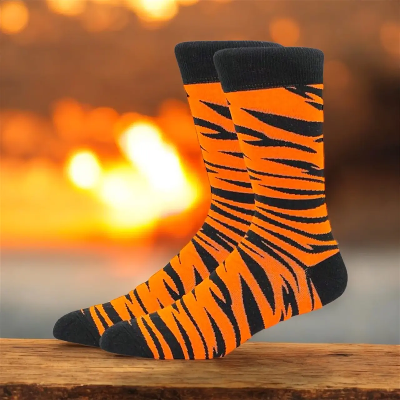 Men's Tiger Pattern Mid-Calf Socks - Unique Design, Comfortable Fit, Durable Breathable Soft Materials, True to Size, Ideal for Daily Wear or Sports - Menswear Underwear