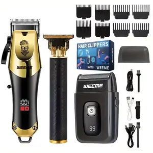 WEEME Men'S Professional Haircut Set, Rechargeable Cordless Hair Clipper & Grooming Kit, Electric Shaver & Beard Trimmer, Cordless Trimmers Kit, Cordless Portable, Precise Trimming, Kit For Home Travel Daily Styling, Holiday Gift For Boyfriend Or Father