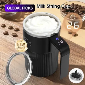 Upgraded Milk & Coffee Frother Stirring Mug, Intelligent Temperature Display, USB Rechargeable Mixer, Automatic Stirring Cup, Suitable for Coffee, Tea & Hot Chocolate