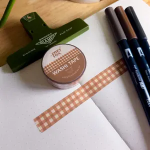Chocolate Gingham - Washi Tape for Journaling