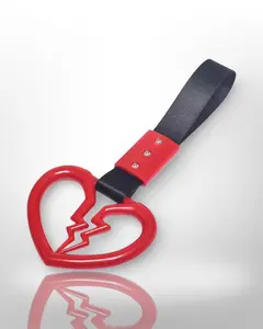 Car Handle / Tsurikawa - Red Broken Heart, Black Strap