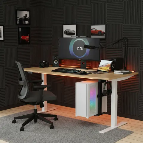 Mount-It! Under Desk/Wall PC Mount Holder, 360° Swivel, Adjustable Width, Multi-Adjustment, 44lb Capacity, Matte Black, Desk Accessories, PC Accessories, Gaming Solution