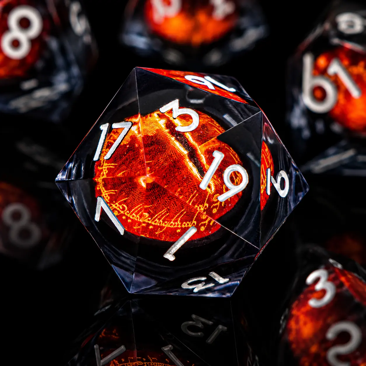 7PCS Floating Liquid Core Polyhedral Dice Set - Movable Eye, Rune-Engraved Sharp Edge, for DND, Tabletop RPGs, Dice Collectors, Fantasy & Sci-Fi Games