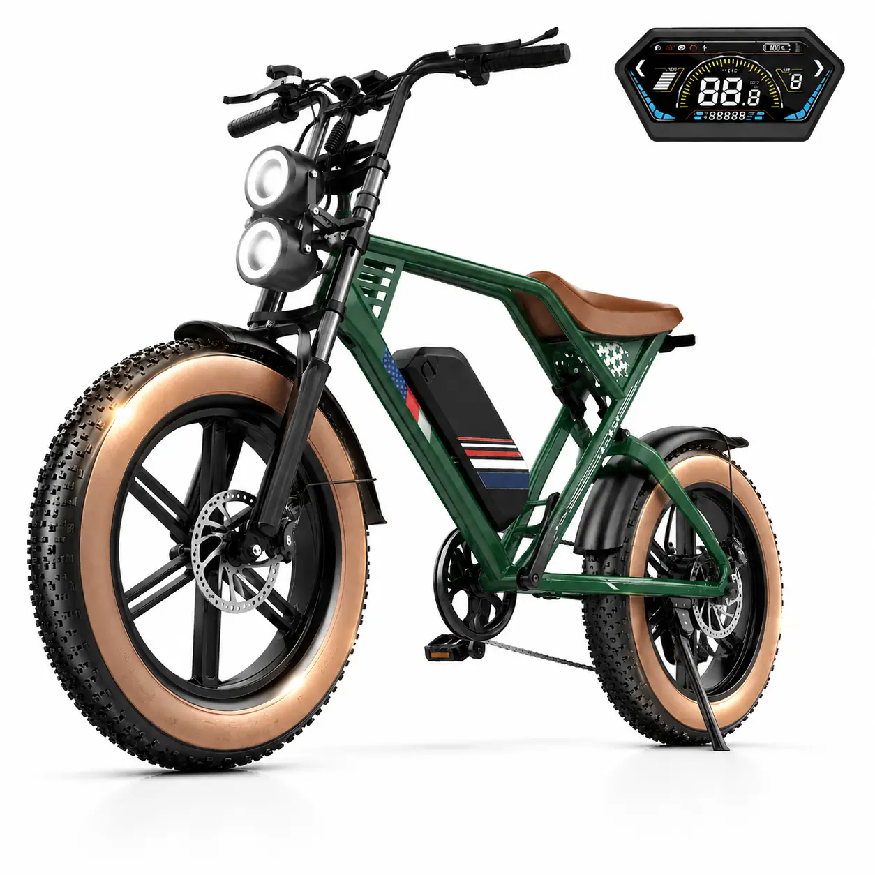 Adult Electric Ebike - 1500W Peak Power, 32MPH Max Speed, 50-100 Mi Range, Full Suspension, 20"×4.0" Fat Tires, Removable 48V 22.5AH Battery, UL 2849 Certified, All-Terrain for Snow & Mountains
