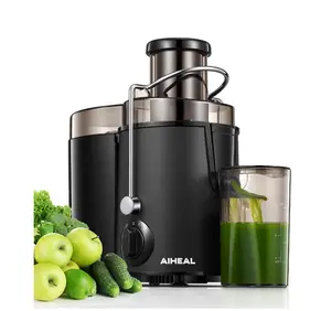 Juicer Machines, Centrifugal Juicer with 3” Wide Mouth, 3 Speed Control, Overload Protection System, Cleaning Brush and Recipe Included, Black