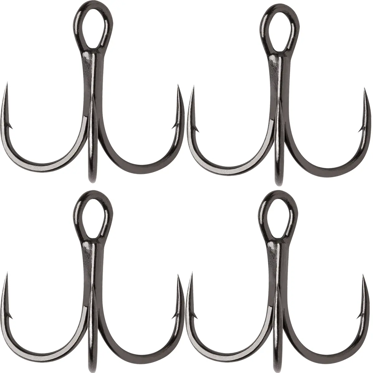 VMC Hybrid Treble Short Fishing Hook 4-Pack - Black Nickel