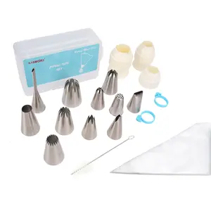 11 Pcs Extra Large Piping Tip Set,Stainless Steel Cake Decorating Icing Tips Nozzles,Professional Pastry Tips for Cupcake, Cookie and Puff Bakeware Disposable Round Icing Piping