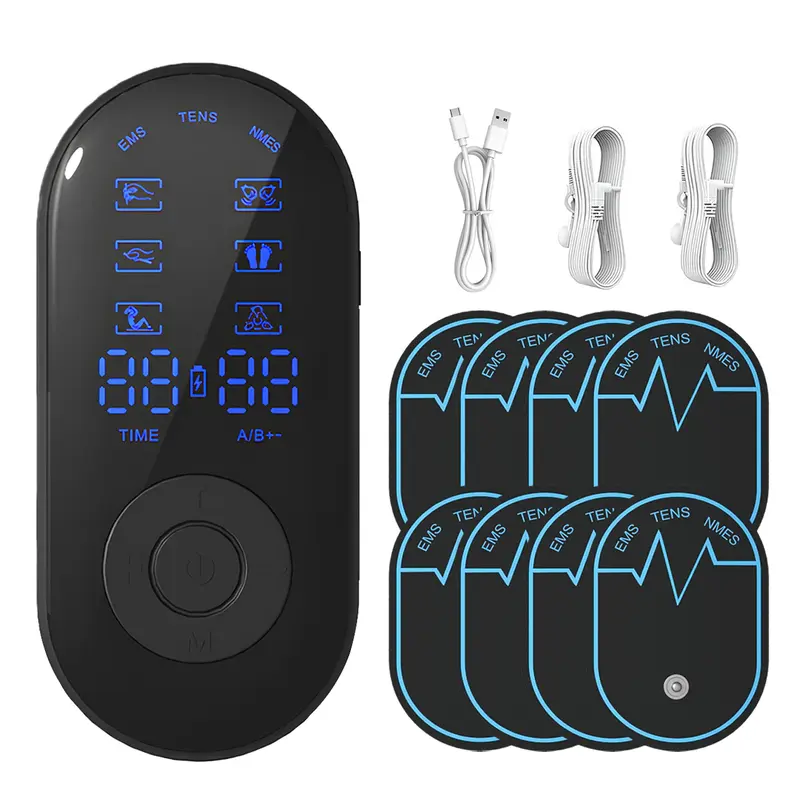 Dual Channel TENS Unit Muscle Stimulator Machine with 18 Modes, Rechargeable TENS Machine Massager with 8 Pads, 30 Intensity Levels, For Back, Neck & Shoulder