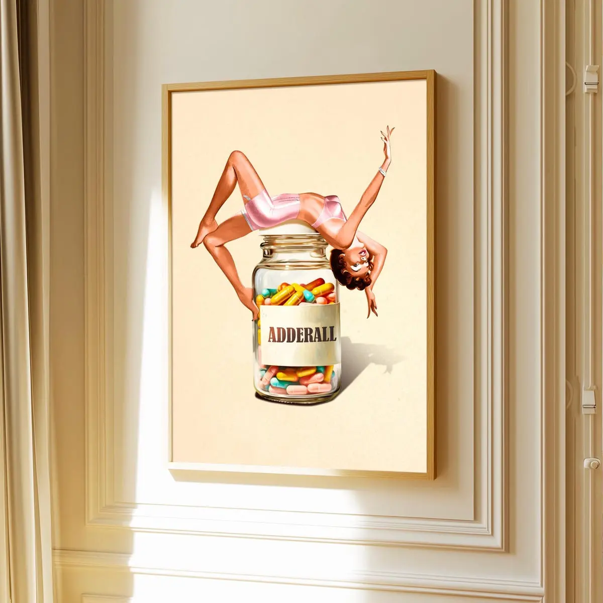 Pill of Bliss Vintage Collage Poster, Surreal Trippy Wall Art Print, Psychedelic Dopamine Decor for Retro Room or Gift Unframed