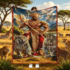 Lion Leopard Pattern Blanket 1 Count Soft Comfortable Throw Blanket Warm Napping Blanket for Home Office Travel Outdoor Camping