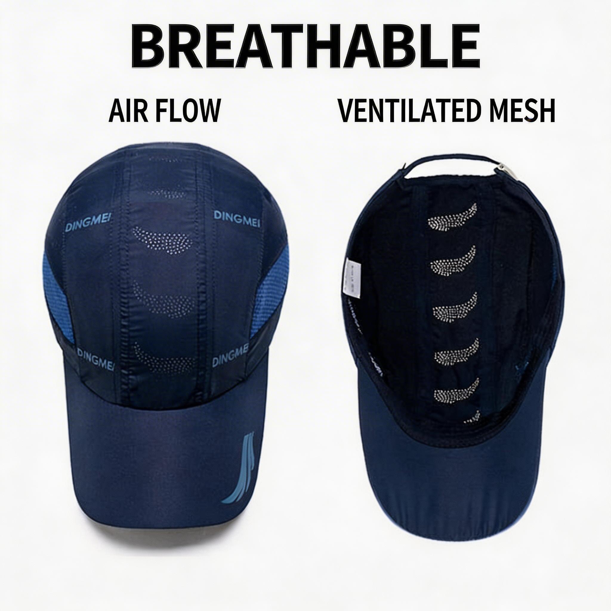 2-Pack Men's Lightweight Quick-Dry Mesh Baseball Cap, UV Protection Sun Hat with Adjustable Strap, Breathable Visor Hat for Running, Fishing, Hiking & Cycling